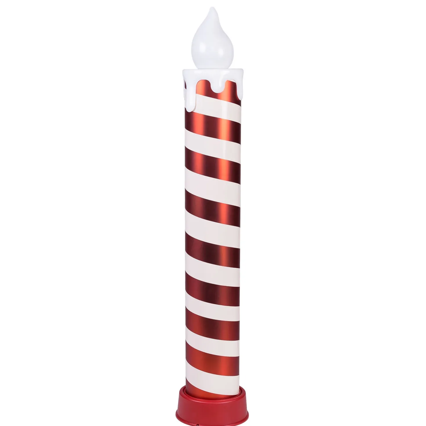 Candela Gigante bianca e rossa a batteria, h 82 cm, effetto fiamma, led bianco caldo