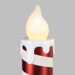 Candela Gigante bianca e rossa a batteria, h 82 cm, effetto fiamma, led bianco caldo