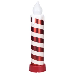Candela Gigante bianca e rossa a batteria, h 58 cm, effetto fiamma, led bianco caldo