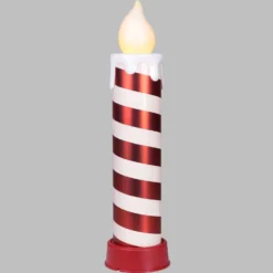 Candela Gigante bianca e rossa a batteria, h 58 cm, effetto fiamma, led bianco caldo