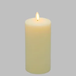 Candela in cera liscia avorio con stoppino, h 15 cm