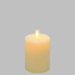 Candela in cera liscia avorio con stoppino, h 10 cm
