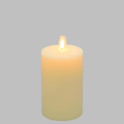 Candela in cera liscia avorio con stoppino, h 12,5 cm