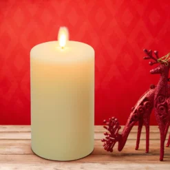 Candela in cera liscia avorio con stoppino, h 12,5 cm