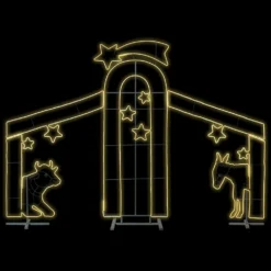 Capanna Maxi con Bue, Asinello e stella cometa in tubo effetto neon