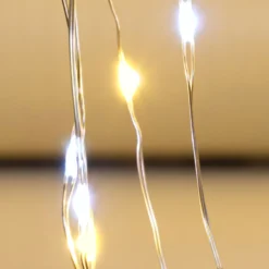 Cascata di luce 4 m, 1200 microled bianco caldo e bianco freddo, cavo argento