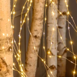 Cascata di luce 4 m, 1200 microled bianco caldo e bianco freddo, cavo argento