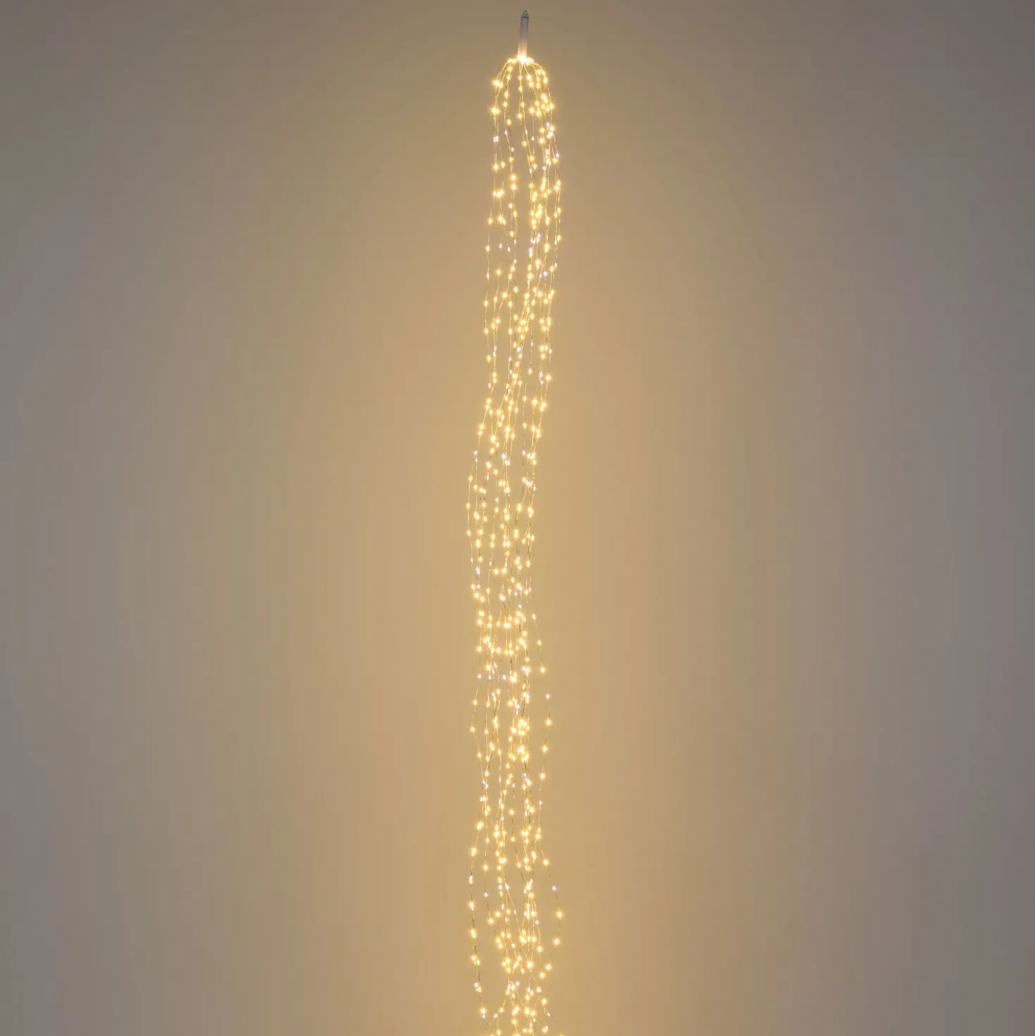 Cascata di luce 4 m, 1200 microled bianco caldo e bianco freddo, cavo argento
