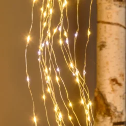 Cascata di luce 4 m, 1200 microled bianco caldo e bianco freddo, cavo argento