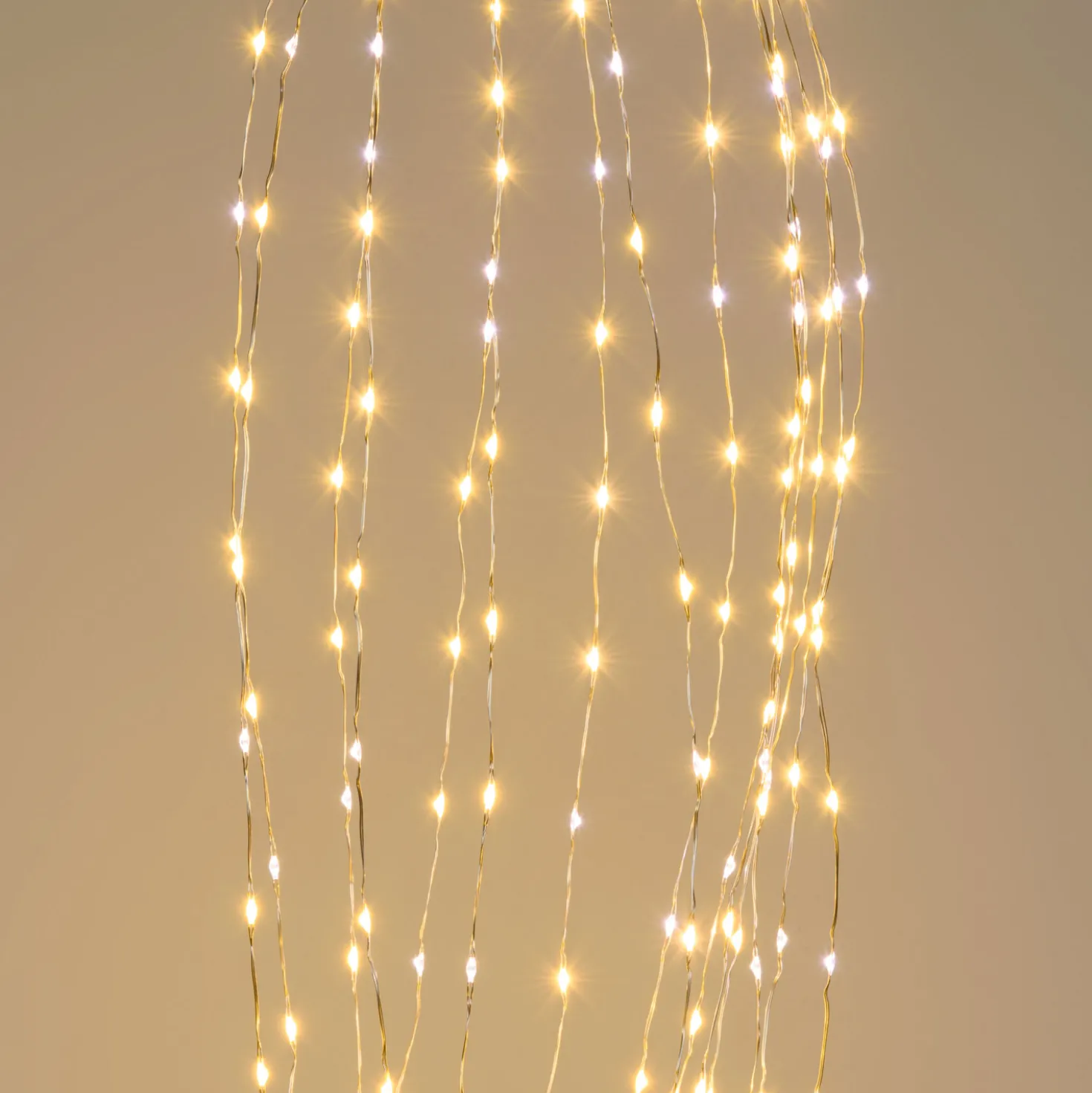 Cascata di luce 4 m, 1200 microled bianco caldo e bianco freddo, cavo argento