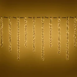 Cascata di luci a 10 nastri, 1080 led bianco caldo, cavo verde
