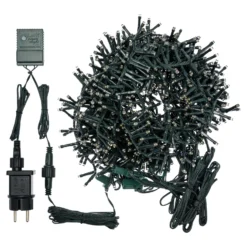 Cascata di luci a 10 nastri, 1080 led bianco caldo, cavo verde