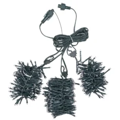 Cascata di luci Connect+ 3 nastri, 600 led bianco caldo, cavo verde, prolungabile