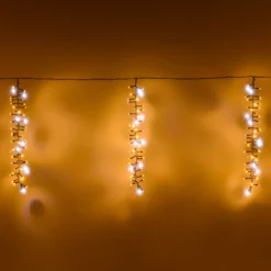 Cascata di luci 3 x h 1 m, maxiled bianco caldo e freddo, prolungabile, cavo verde, IP67