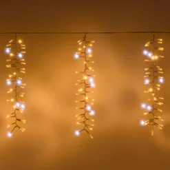 Cascata di luci 3 x h 0,8 m, maxiled bianco caldo e freddo, prolungabile, cavo bianco, IP67