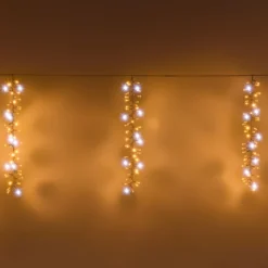 Cascata di luci 3 x h 1 m, maxiled bianco caldo e freddo, prolungabile, cavo bianco, IP67