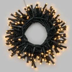 Catena a batteria 7,2 m, 180 led bianco caldo, cavo verde, con telecomando