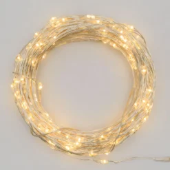 Catena argento a batteria 20 m, bianco caldo