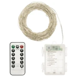 Catena argento a batteria 20 m, bianco caldo