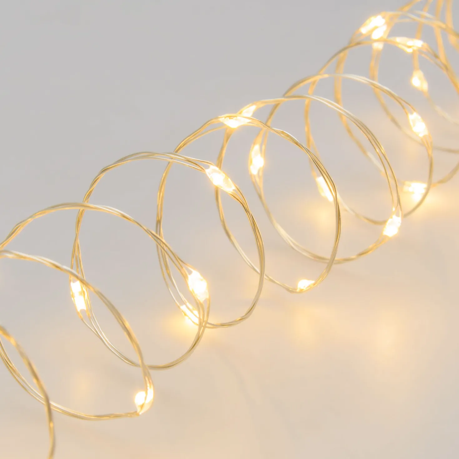 Catena argento 10 m, 200 microled bianco caldo