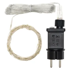 Catena argento 10 m, 200 microled bianco caldo