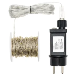 Catena argento 20 m, 400 microled bianco caldo