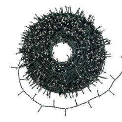 Catena con avvolgitore 60 m, 1500 led bianco caldo, cavo verde
