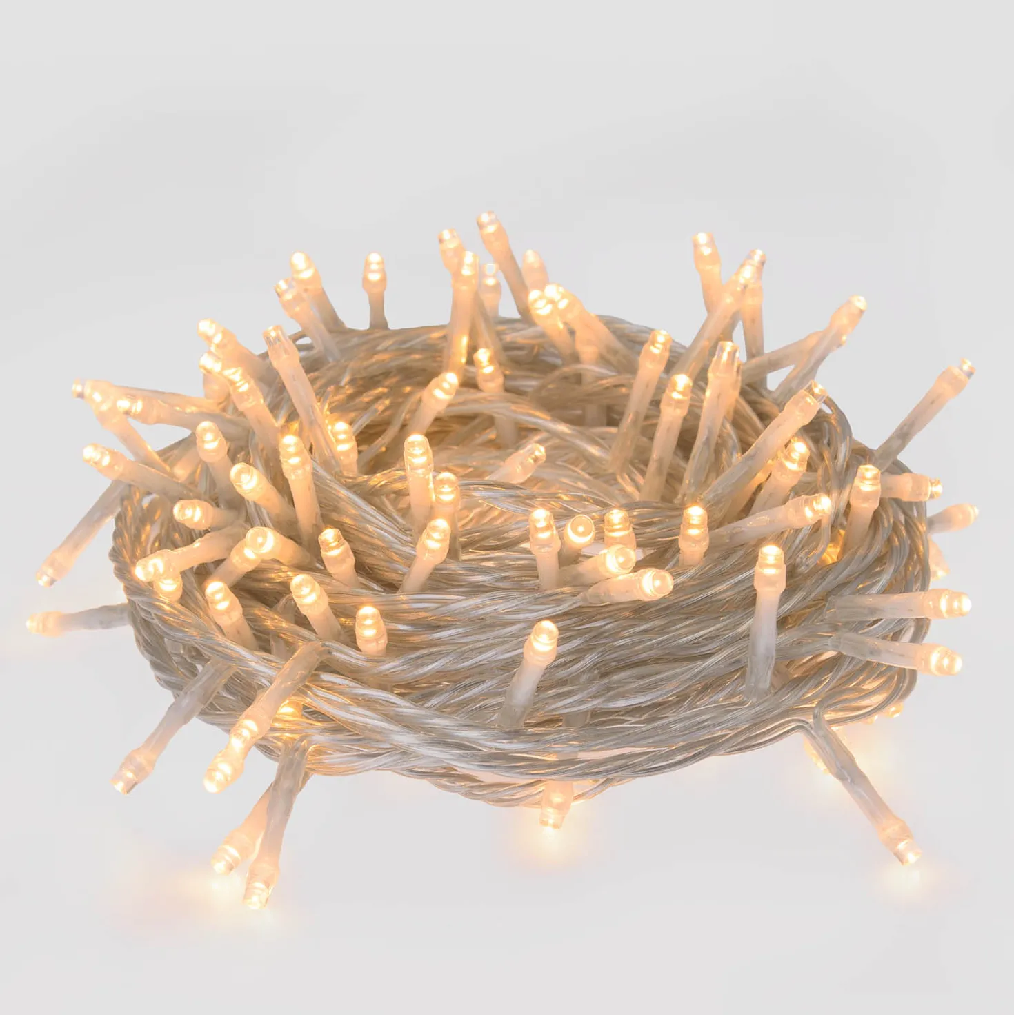 Catena Connect+ 12 m, 120 led bianco caldo, cavo trasparente, prolungabile