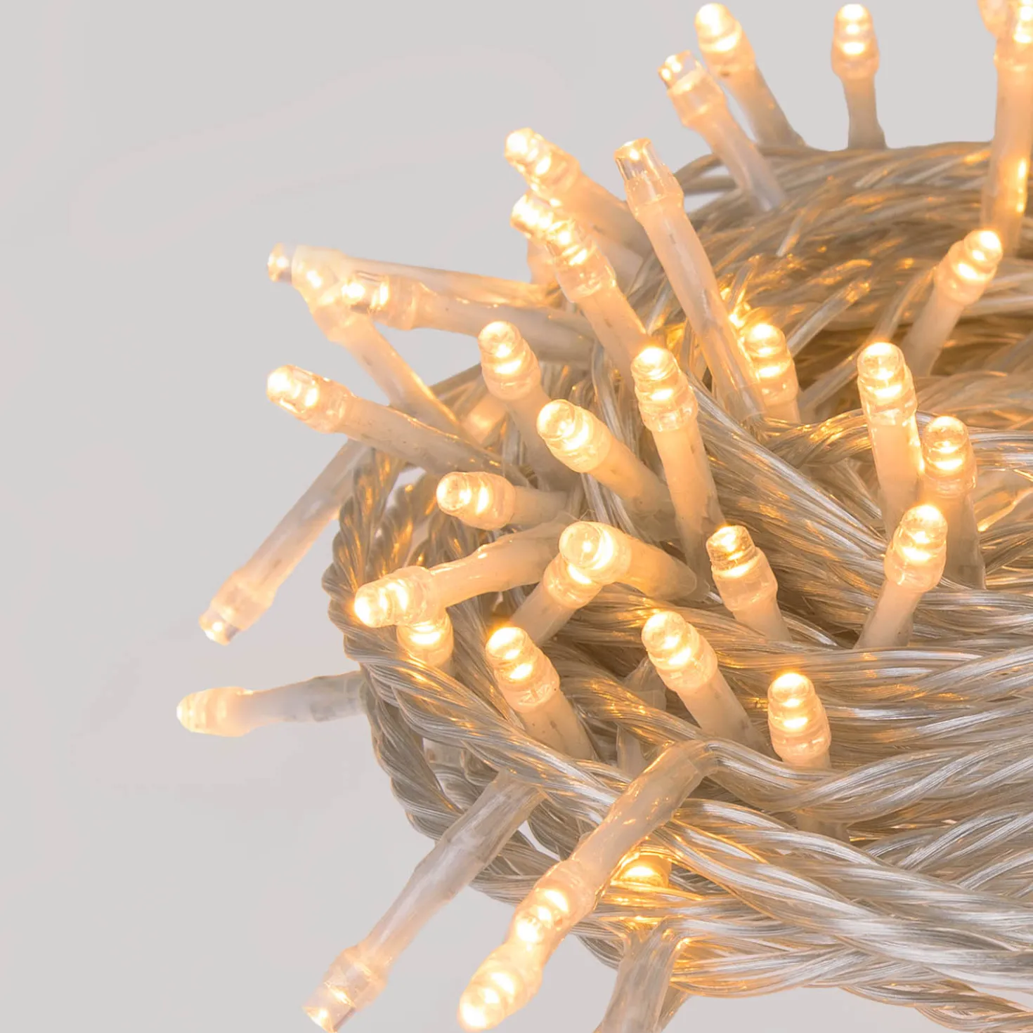 Catena Connect+ 12 m, 120 led bianco caldo, cavo trasparente, prolungabile