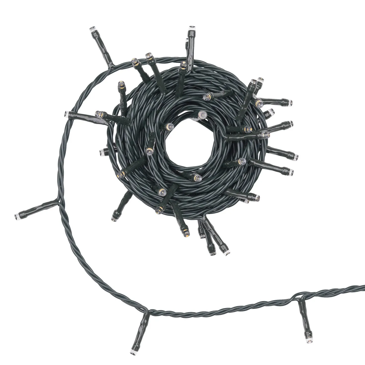 Catena Connect+ 5 m, 50 led bianco caldo, cavo verde, prolungabile