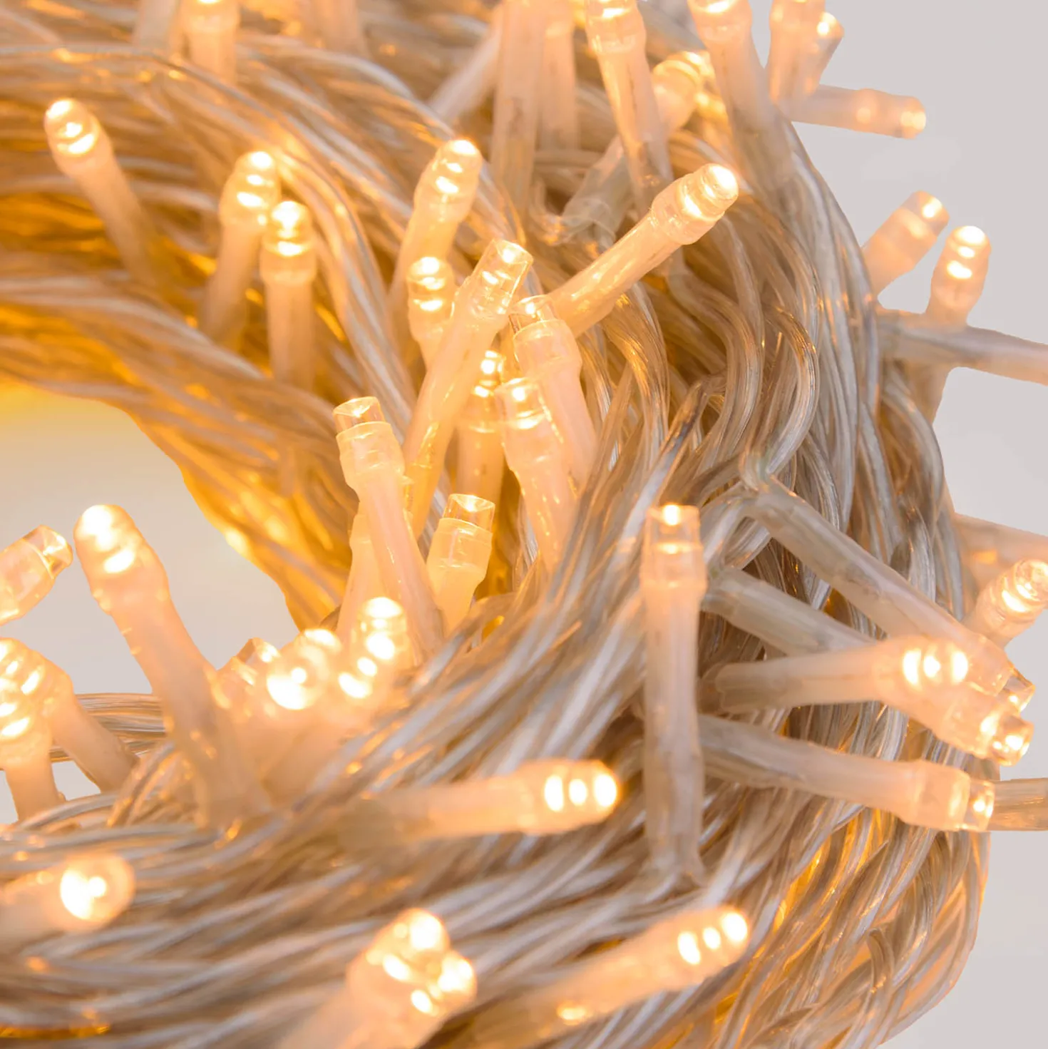 Catena Connect+ 12 m, 240 led bianco caldo, cavo trasparente, prolungabile