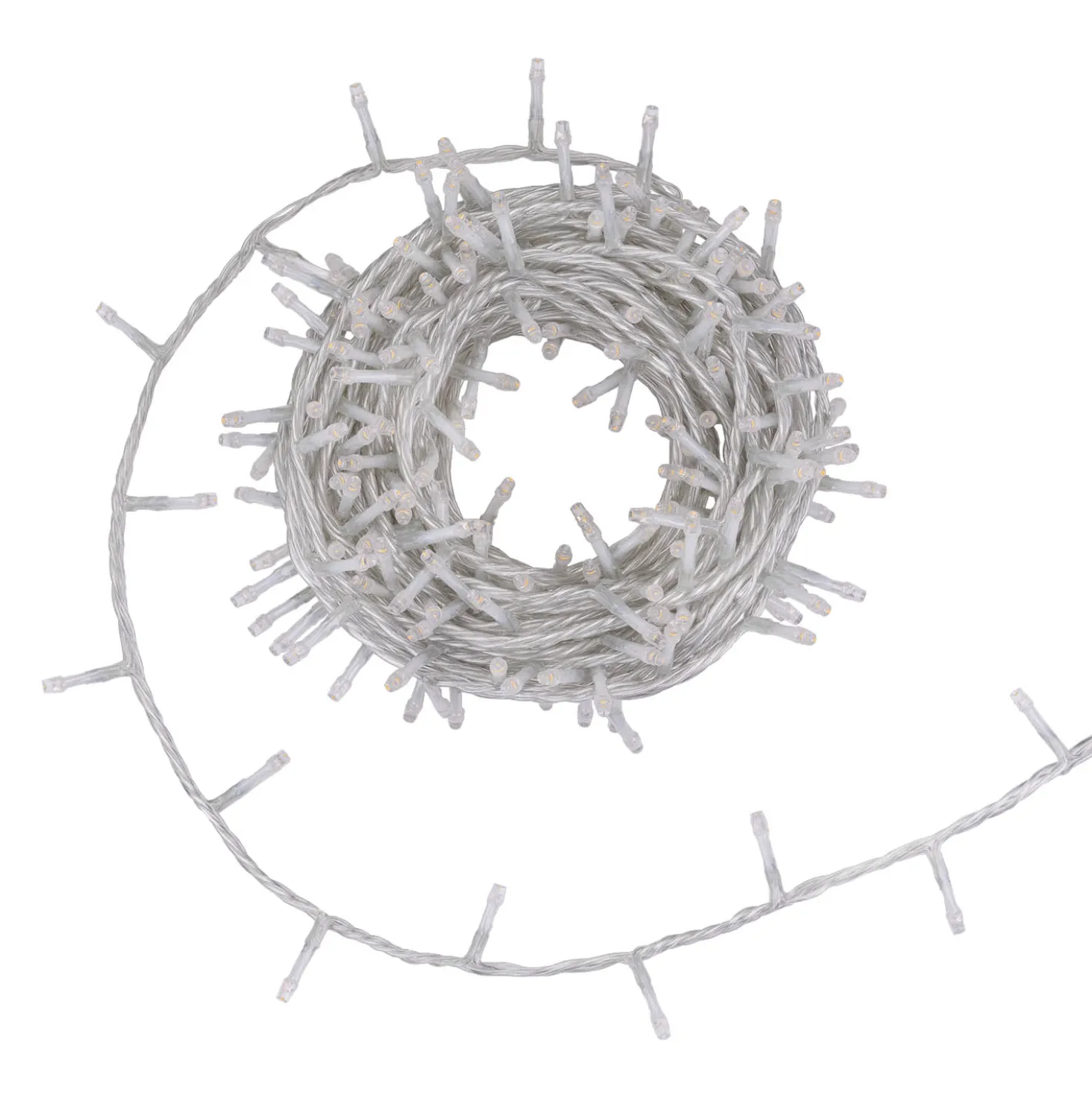 Catena Connect+ 12 m, 240 led bianco caldo, cavo trasparente, prolungabile