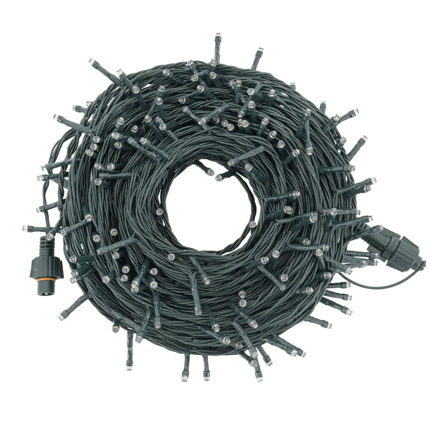 Catena Connect+ 25 m, 250 led bianco caldo, cavo verde, prolungabile