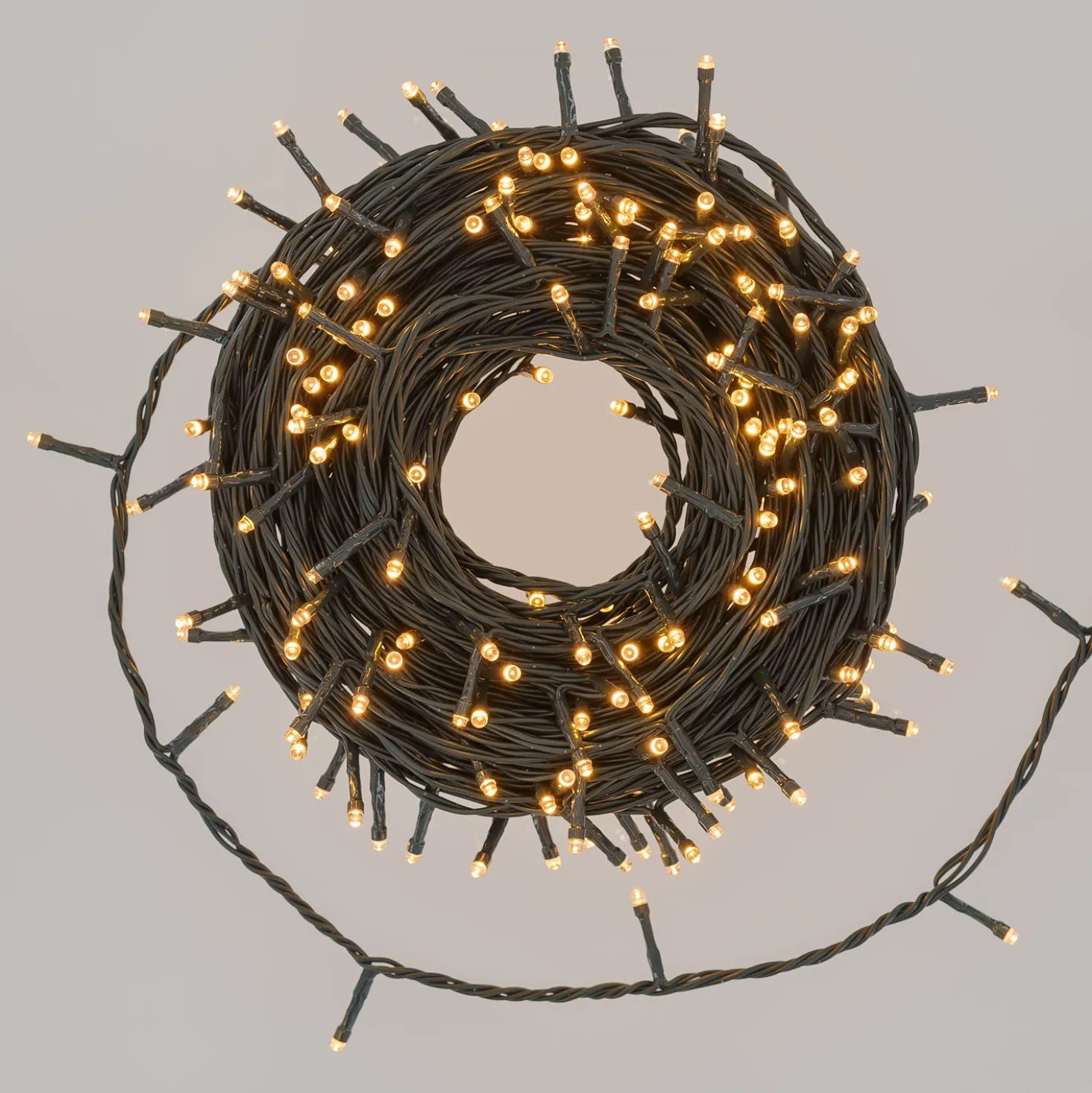 Catena Connect+ 25 m, 250 led bianco caldo, cavo verde, prolungabile