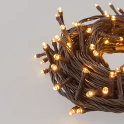 Catena Connect+ 12 m, 120 led bianco caldo, cavo marrone, prolungabile