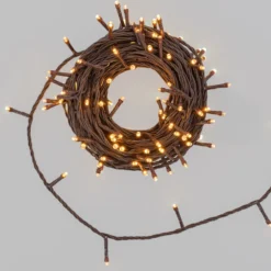 Catena Connect+ 12 m, 120 led bianco caldo, cavo marrone, prolungabile
