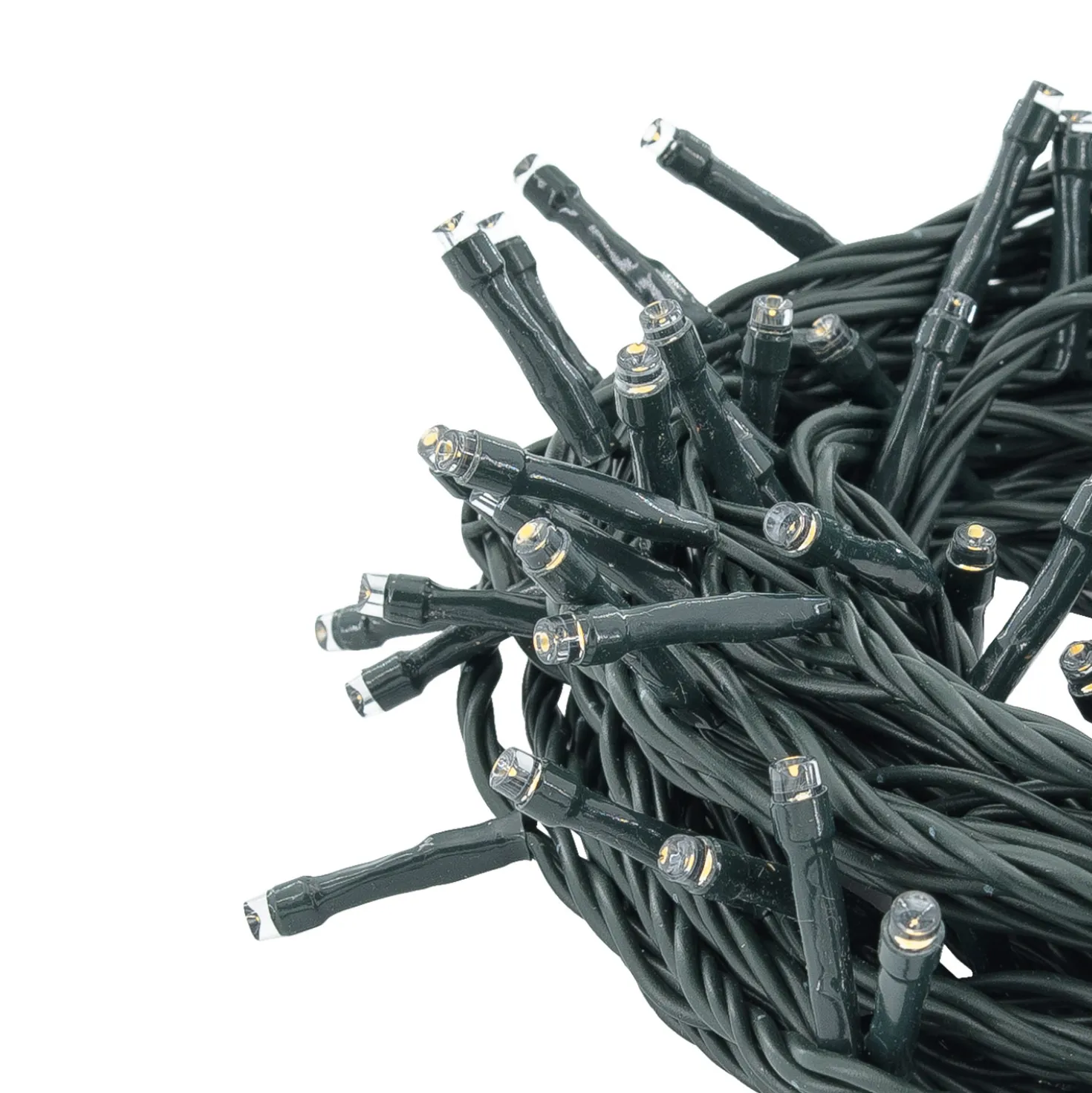 Catena Connect+ 12 m, 120 led bianco caldo, cavo verde, prolungabile