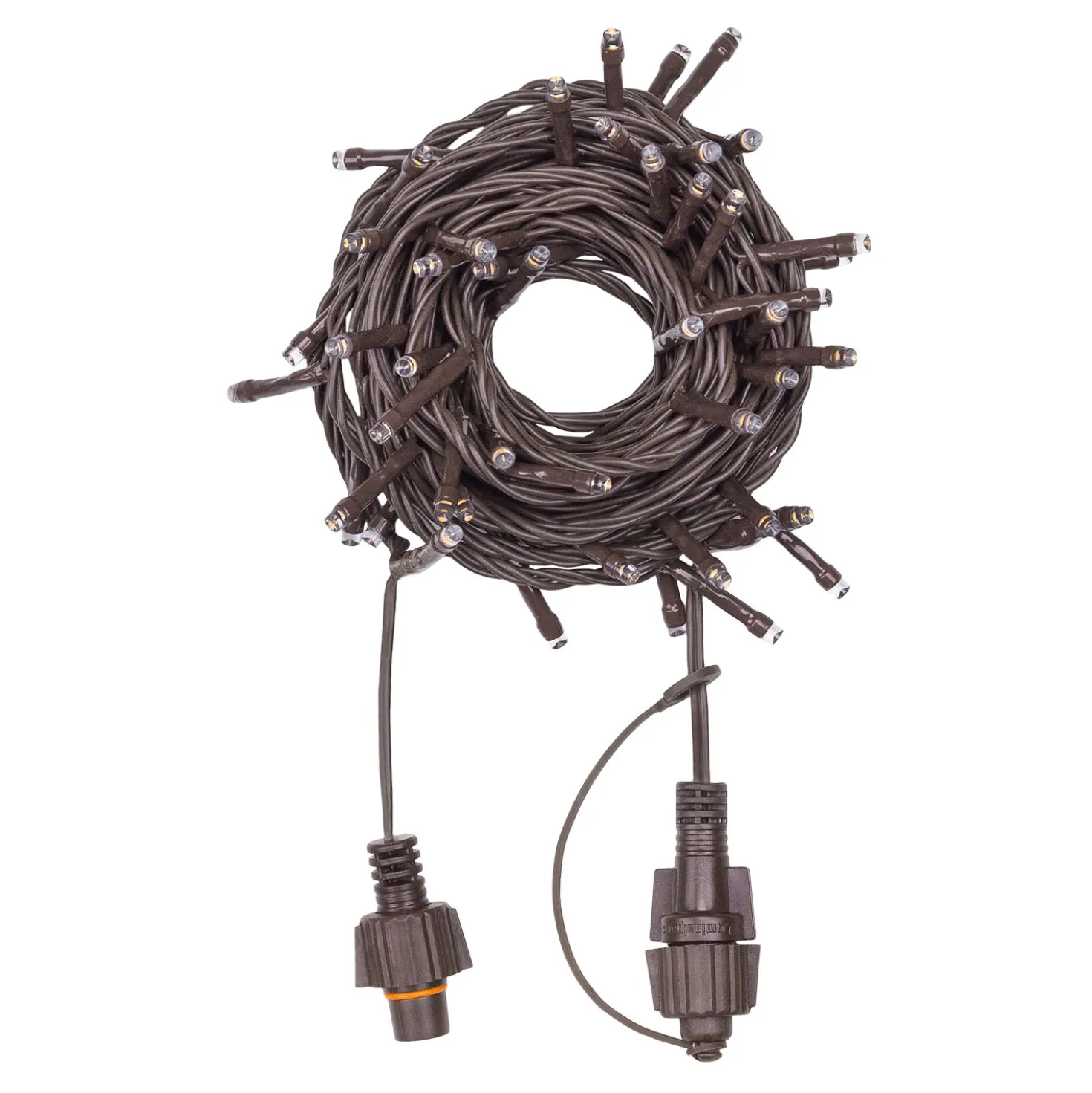 Catena Connect+ 5 m, 50 led bianco caldo, cavo marrone, prolungabile