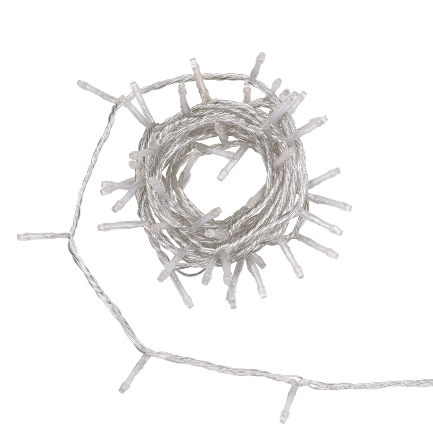 Catena Connect+ 5 m, 50 led bianco caldo, cavo trasparente, prolungabile