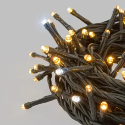 Catena Connect+ 12 m, 120 led bianco caldo e bianco freddo, cavo verde, prolungabile