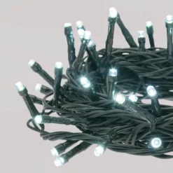 Catena Connect+ 5 m, 50 led bianco freddo, cavo verde, prolungabile