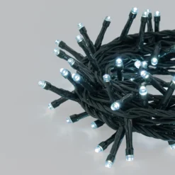 Catena Connect+ 8 m, 160 led bianco freddo, cavo verde, prolungabile