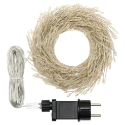 Catena Festone argento 10 m, 2400 microled bianco caldo e bianco freddo, alta densità