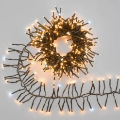 Catena Festone Connect+ 3 m, 300 led bianco caldo e bianco freddo, cavo verde, prolungabile