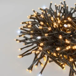 Catena Festone Connect+ 3 m, 300 led bianco caldo e bianco freddo, cavo verde, prolungabile