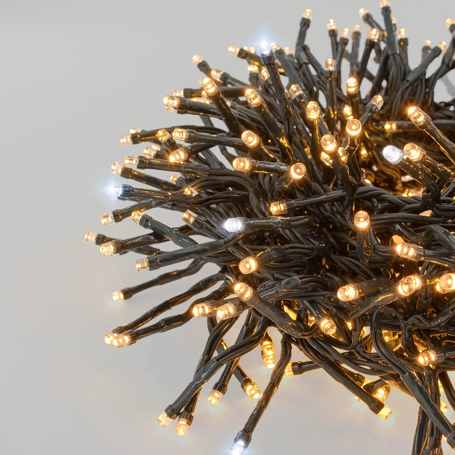 Catena Festone Connect+ 3 m, 300 led bianco caldo e bianco freddo, cavo verde, prolungabile