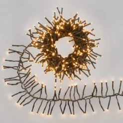 Catena Festone Connect+ 5 m, 500 led bianco caldo, cavo verde, prolungabile