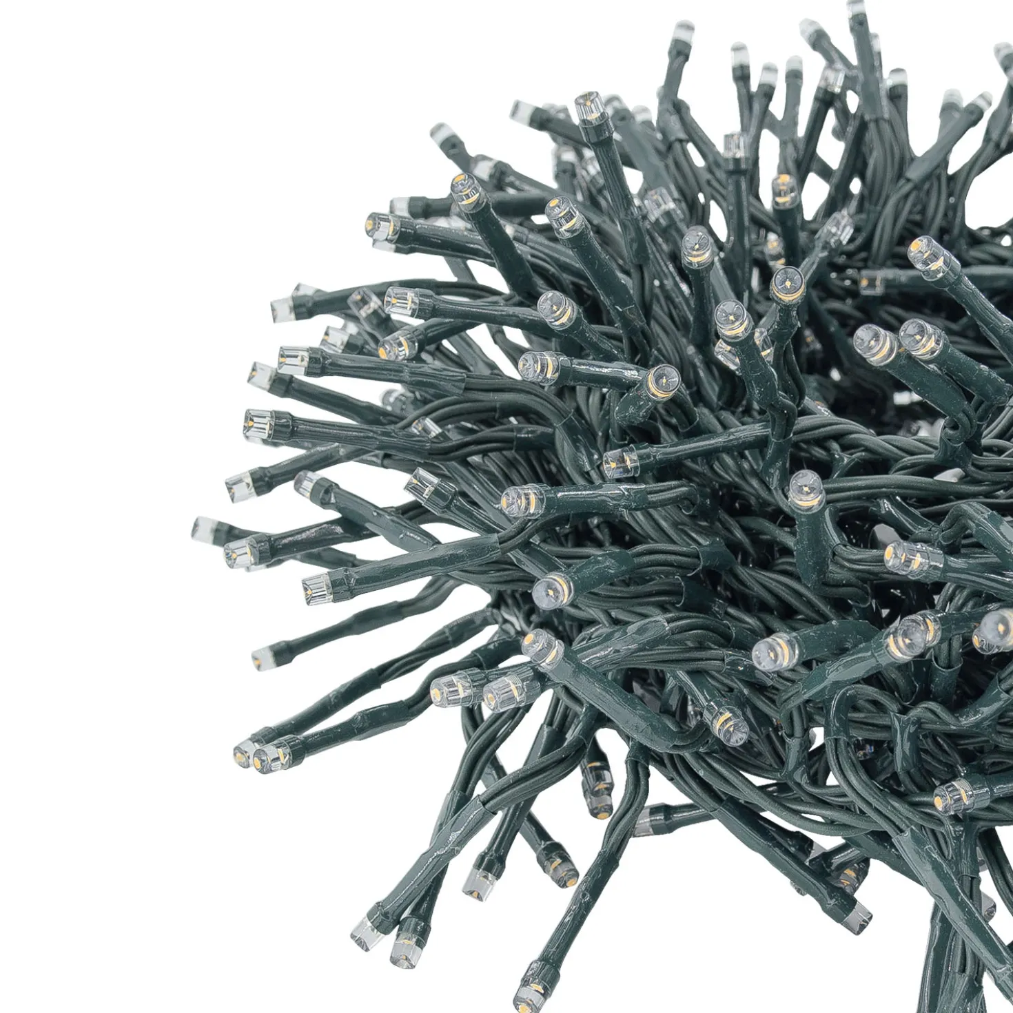 Catena Festone Connect+ 5 m, 500 led bianco caldo, cavo verde, prolungabile