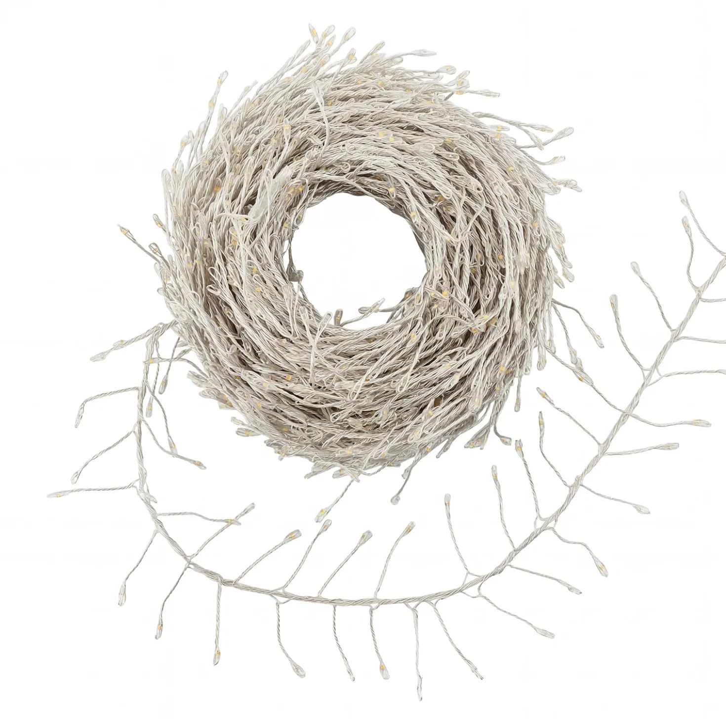 Catena Festone 20 m, 1600 microled bianco caldo e RGB, cavo metal argento