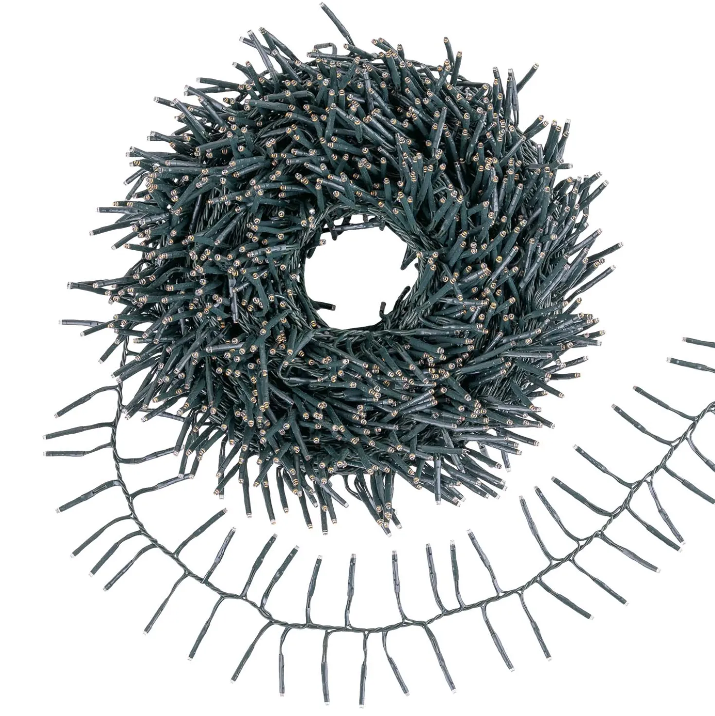 Catena Festone 30 m, 2000 miniled bianco caldo e bianco freddo, cavo verde